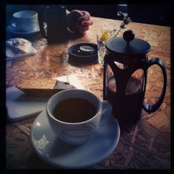 Coffee cup on table