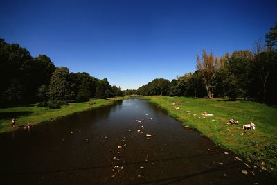 View of empty footpath against clear sky