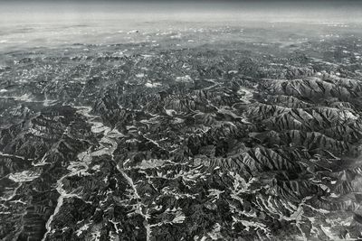 Aerial view of landscape during winter
