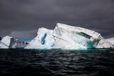 Scenic view of frozen sea against sky