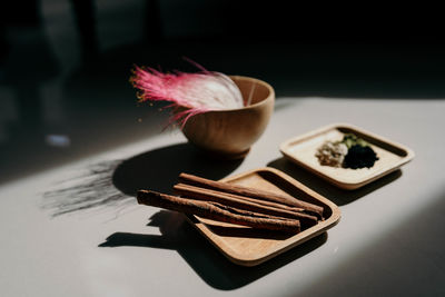Close-up of dessert on table