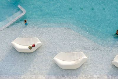 High angle view of people in swimming pool