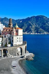 Panoramic view of atrani, a small village on sea in italy.