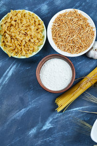 High angle view of food on table