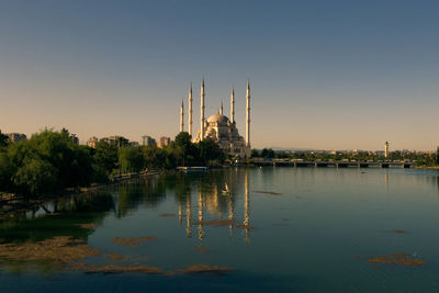 Reflection of mosque in water