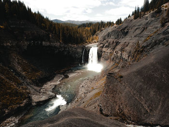 Scenic view of waterfall