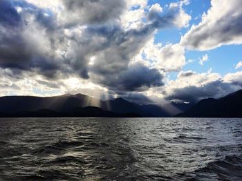 Scenic view of sea against cloudy sky