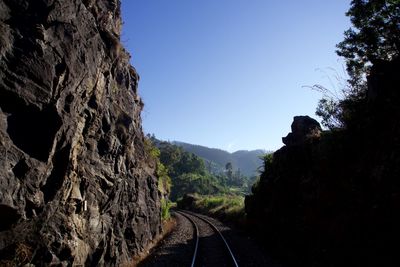 Panoramic view of railroad track against sky