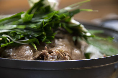 Close-up of duck stew in bowl