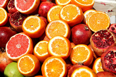 Full frame shot of orange fruits in market