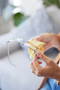 Cropped hand of doctor examining patient