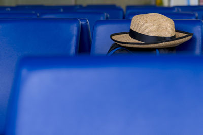 High angle view of empty seats on table