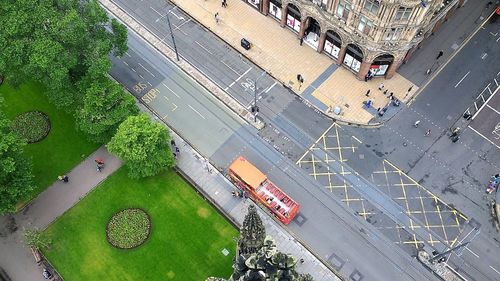 High angle view of city street