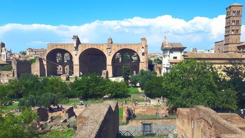 Panoramic view of old historic building against sky