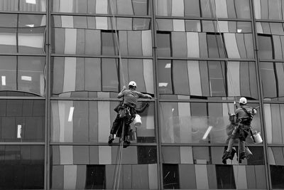 People working in office building