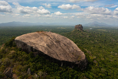 Sigiriya mountain and pidurangala rock among the dense forest on the island of sri lanka. 