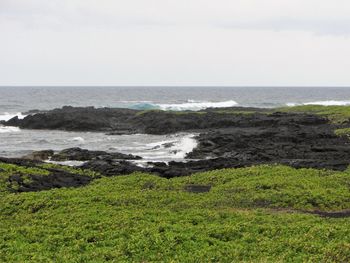 Scenic view of sea against clear sky