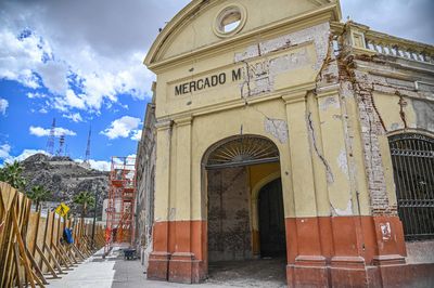 Low angle view of historic building against sky