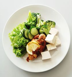 High angle view of vegetables in plate