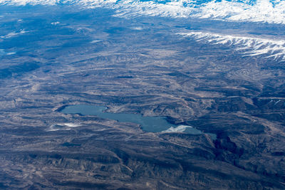 Aerial view of snowcapped mountains