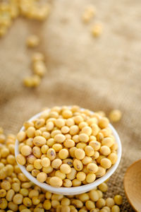 High angle view of eggs on table