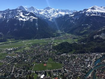 Aerial view of mountains against sky