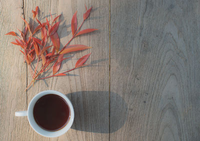 Directly above shot of tea cup on table