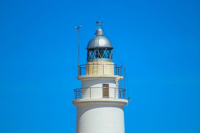 Low angle view of lighthouse against clear sky