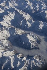 Aerial view of snowcapped mountains