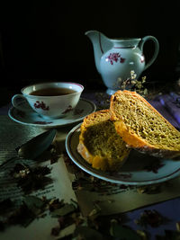 Close-up of breakfast on table