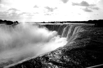 Scenic view of niagara falls against sky