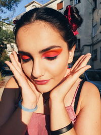 Close-up portrait of young woman