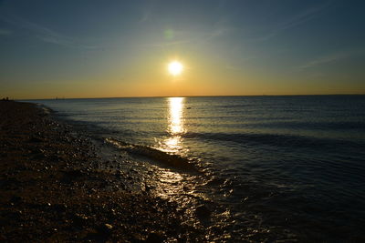 Scenic view of sea at sunset