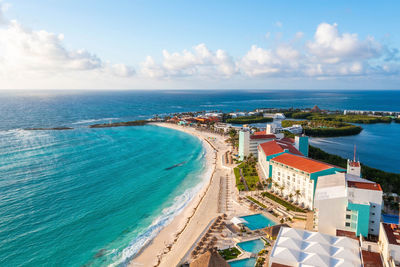 Magical sunrise view overt the caribbean sea.