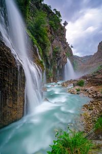 Scenic view of waterfall