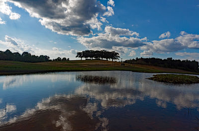 Scenic view of lake against sky