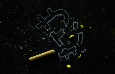 High angle view of text on black background