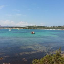 Boat sailing in sea