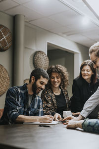 People talking during business meeting