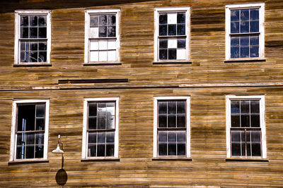 Rustic wood building windows