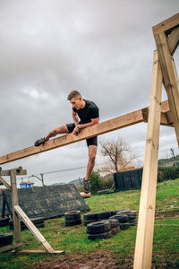 Athlete exercising at boot camp