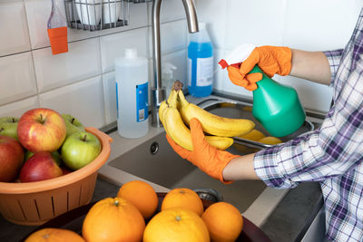 Fruits and vegetables on cutting board