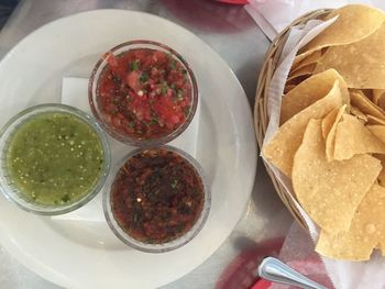 High angle view of food in bowl