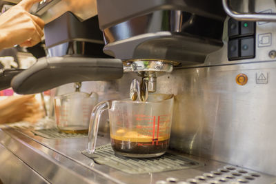 Coffee machine in coffee shop, vintage, selective focus - image