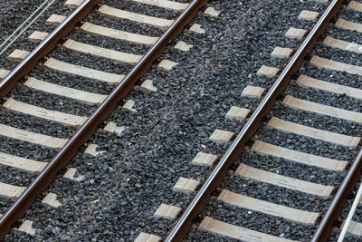 High angle view of railroad tracks