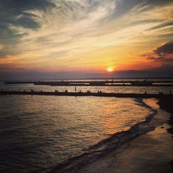 Scenic view of sea at sunset