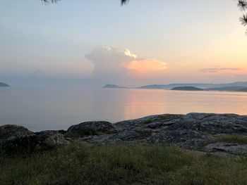Scenic view of sea against sky during sunset