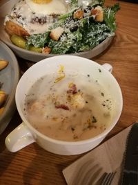 Close-up of served food in plate