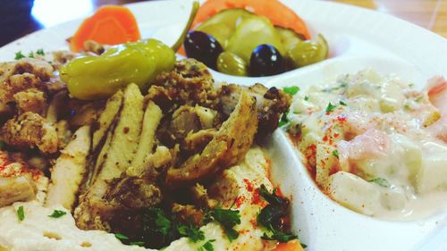 Close-up of served food in plate