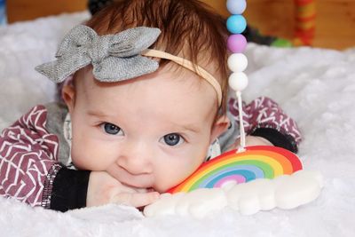 Close-up portrait of cute baby girl